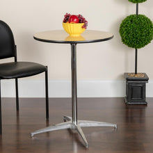 Load image into Gallery viewer, 36&#39;&#39; Round Wood Cocktail Table with 30&#39;&#39; and 42&#39;&#39; Columns

