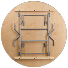 Load image into Gallery viewer, 5-Foot Round HEAVY DUTY Birchwood Folding Banquet Table with METAL Edges
