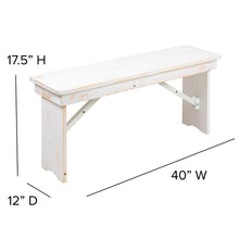 Load image into Gallery viewer, 40&quot; x 12&quot; Antique Rustic White Solid Pine Folding Farm Bench
