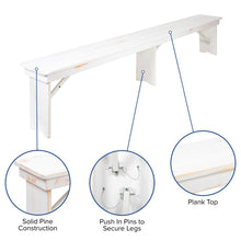 Load image into Gallery viewer, 8' x 12" Antique Rustic Solid White Pine Folding Farm Bench with 3 Legs
