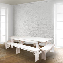 Load image into Gallery viewer, 8' x 12" Antique Rustic Solid White Pine Folding Farm Bench with 3 Legs
