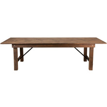 Load image into Gallery viewer, 9' x 40" Rectangular Antique Rustic Solid Pine Folding Farm Table
