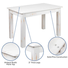 Load image into Gallery viewer, 46&quot; x 30&quot; Rectangular Antique Rustic White Solid Pine Farm Dining Table
