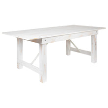 Load image into Gallery viewer, 7' x 40" Rectangular Antique Rustic White Solid Pine Folding Farm Table
