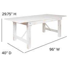 Load image into Gallery viewer, 8' x 40" Antique Rustic White Folding Farm Table and Four Bench Set
