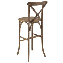 Load image into Gallery viewer, Dark Antique Wood Cross Back Barstool
