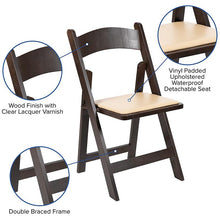 Load image into Gallery viewer, Chocolate Wood Folding Chair with Vinyl Padded Seat
