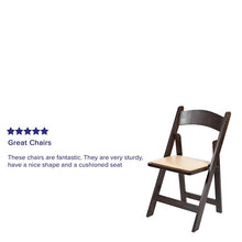 Load image into Gallery viewer, Chocolate Wood Folding Chair with Vinyl Padded Seat
