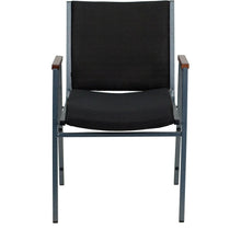 Load image into Gallery viewer, Heavy Duty Black Dot Fabric Stack Chair with Arms
