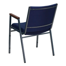 Load image into Gallery viewer, Heavy Duty Navy Blue Dot Fabric Stack Chair with Arms
