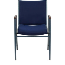 Load image into Gallery viewer, Heavy Duty Navy Blue Dot Fabric Stack Chair with Arms
