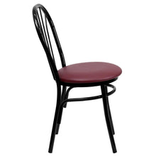 Load image into Gallery viewer, Fan Back Metal Chair - Burgundy Vinyl Seat
