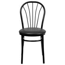 Load image into Gallery viewer, Fan Back Metal Chair - Black Vinyl Seat
