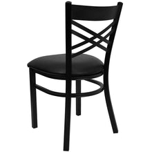 Load image into Gallery viewer, Black ''X'' Back Metal Restaurant Chair - Black Vinyl Seat
