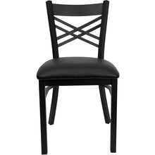 Load image into Gallery viewer, Black ''X'' Back Metal Restaurant Chair - Black Vinyl Seat
