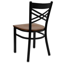 Load image into Gallery viewer, Black ''X'' Back Metal Restaurant Chair - Cherry Wood Seat

