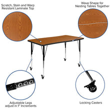 Load image into Gallery viewer, Mobile 28"W x 47.5"L Rectangle Oak Activity Table-Standard Height Adjust Legs
