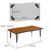 Load image into Gallery viewer, 28"W x 47.5"L Rectangle Oak Thermal Activity Table - Height Adjust Short Legs
