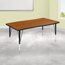 Load image into Gallery viewer, 28"W x 47.5"L Rectangle Oak Thermal Activity Table - Height Adjust Short Legs
