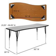 Load image into Gallery viewer, 26"W x 60"L Rectangle Grey Thermal Activity Table - Standard Height Adjust Legs

