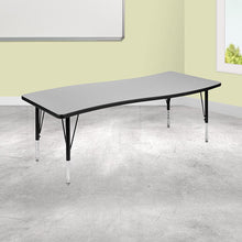 Load image into Gallery viewer, 26"W x 60"L Wave Collaborative Grey Thermal Activity Table - Height Short Legs
