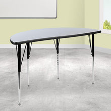 Load image into Gallery viewer, 47.5" Half Circle Grey Thermal Activity Table - Standard Height Legs
