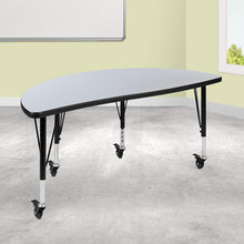 Load image into Gallery viewer, Mobile 47.5" Half Circle Grey Thermal Activity Table - Height Adjust Short Legs
