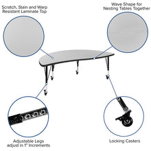 Load image into Gallery viewer, Mobile 60" Half Circle Grey Thermal Activity Table-Height Adjust Short Legs
