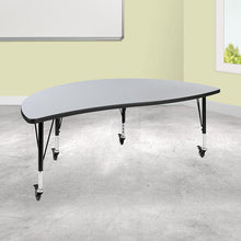 Load image into Gallery viewer, Mobile 60" Half Circle Grey Thermal Activity Table-Height Adjust Short Legs
