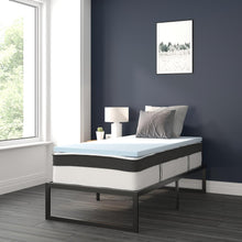 Load image into Gallery viewer, 14 in Metal Platform Bed Frame with 12 in Mattress and 2 in Topper - Twin
