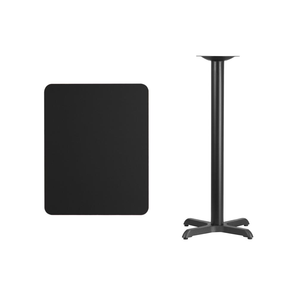 24'' x 30'' Rectangular Black Table Top with 22'' x 22'' Bar Height Table Base