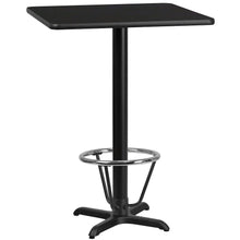 Load image into Gallery viewer, 30'' Square Black Table Top with 22'' x 22'' Bar Height Table Base and Foot Ring
