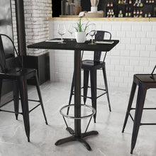 Load image into Gallery viewer, 30'' Square Black Table Top with 22'' x 22'' Bar Height Table Base and Foot Ring
