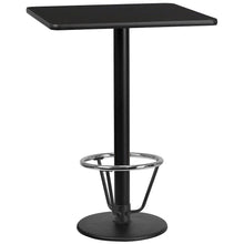 Load image into Gallery viewer, 30'' Square Black Table Top with 18'' Round Bar Height Table Base and Foot Ring
