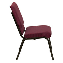 Load image into Gallery viewer, 18.5&#39;&#39;W Stacking Church Chair in Burgundy Patterned Fabric - Gold Vein Frame
