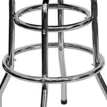 Load image into Gallery viewer, Double Ring Chrome Barstool with Black Seat
