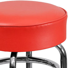 Load image into Gallery viewer, Double Ring Chrome Barstool with Red Seat
