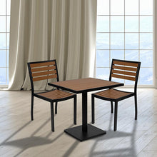 Load image into Gallery viewer, Outdoor Patio Bistro Dining Table Set with 2 Chairs and Faux Teak Poly Slats
