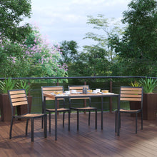 Load image into Gallery viewer, 5 Piece Patio Table Set - Poly Slats - 30" x 48" Table with 4 Stackable Chairs

