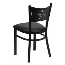 Load image into Gallery viewer, Black Coffee Back Metal Restaurant Chair - Black Vinyl Seat
