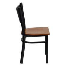 Load image into Gallery viewer, Black Coffee Back Metal Restaurant Chair - Cherry Wood Seat
