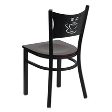 Load image into Gallery viewer, Black Coffee Back Metal Restaurant Chair - Mahogany Wood Seat
