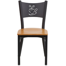 Load image into Gallery viewer, Black Coffee Back Metal Restaurant Chair - Natural Wood Seat
