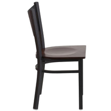 Load image into Gallery viewer, Black Coffee Back Metal Restaurant Chair - Walnut Wood Seat
