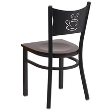 Load image into Gallery viewer, Black Coffee Back Metal Restaurant Chair - Walnut Wood Seat

