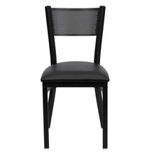 Load image into Gallery viewer, Black Grid Back Metal Restaurant Chair - Black Vinyl Seat
