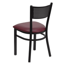 Load image into Gallery viewer, Black Grid Back Metal Restaurant Chair - Burgundy Vinyl Seat
