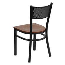 Load image into Gallery viewer, Black Grid Back Metal Restaurant Chair - Cherry Wood Seat
