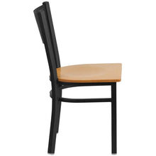 Load image into Gallery viewer, Black Grid Back Metal Restaurant Chair - Natural Wood Seat
