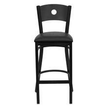 Load image into Gallery viewer, Black Circle Back Metal Restaurant Barstool - Black Vinyl Seat
